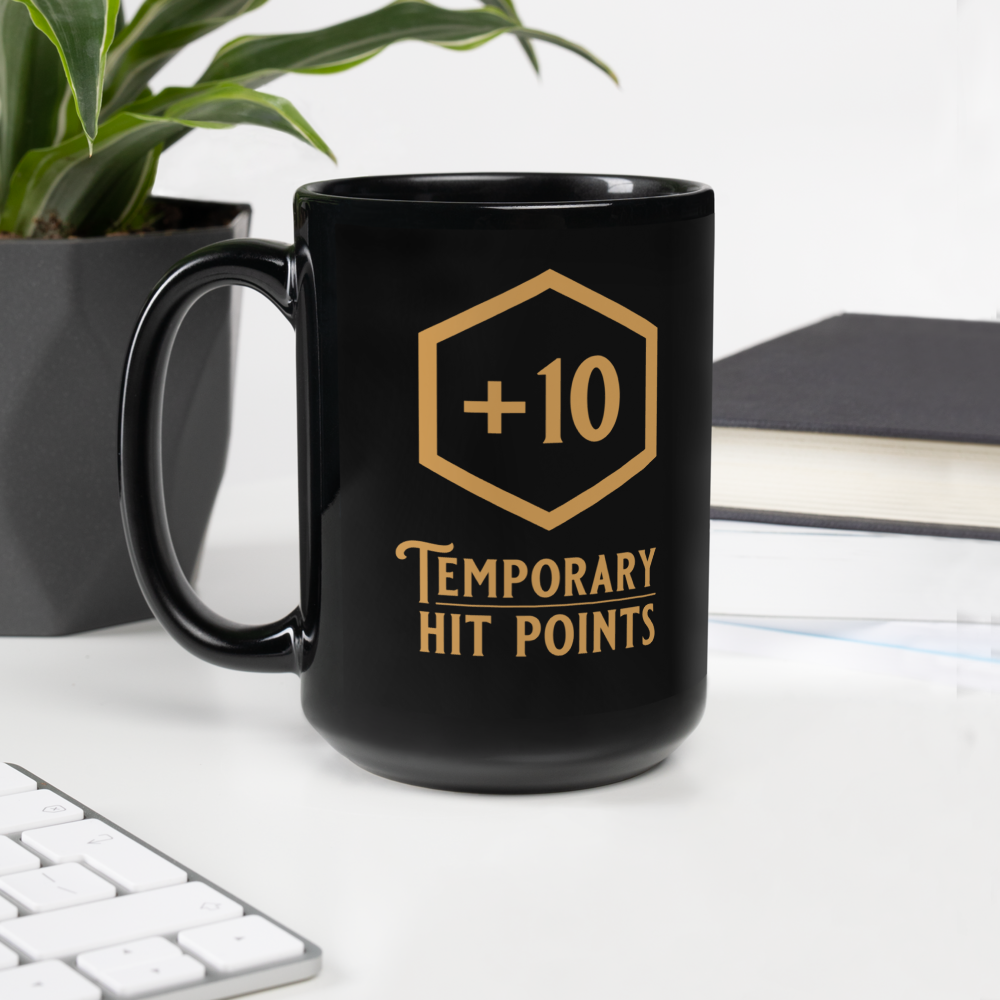 +10 Temporary Hit Points - Black Glossy Mug