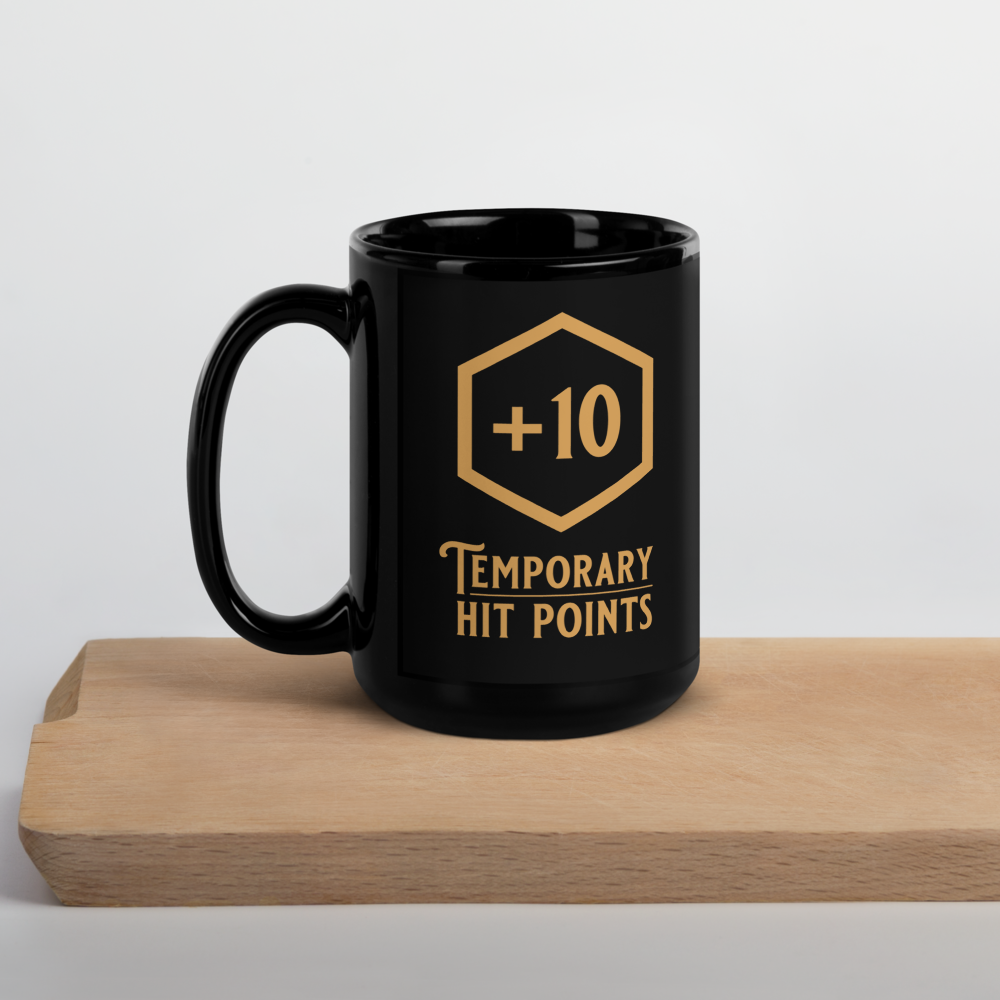 +10 Temporary Hit Points - Black Glossy Mug